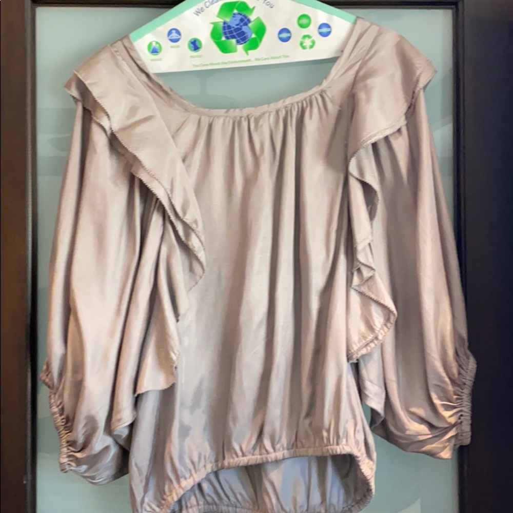 Silver, flowy blouse